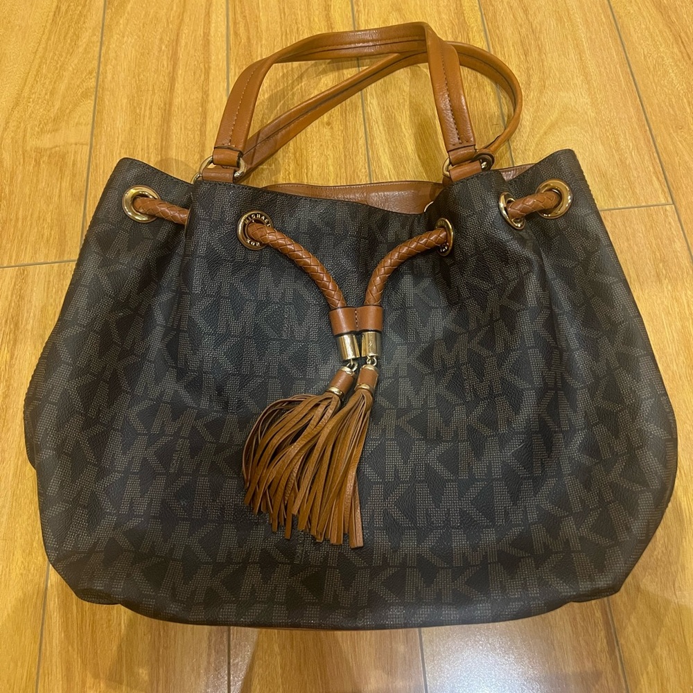 Michael Kors Black and Brown Shoulder Bag